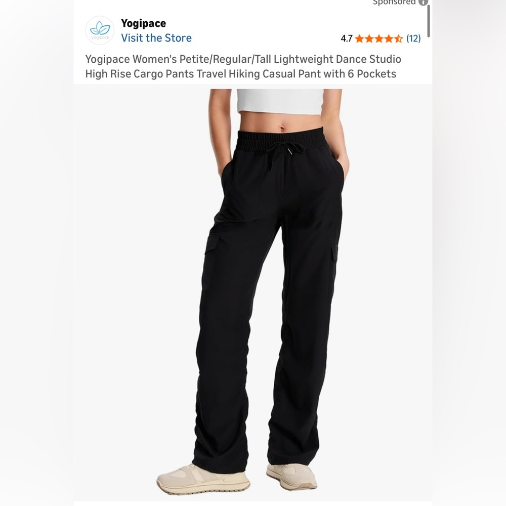 Yogipace petite woman's lightweight pants 28 inches black XS